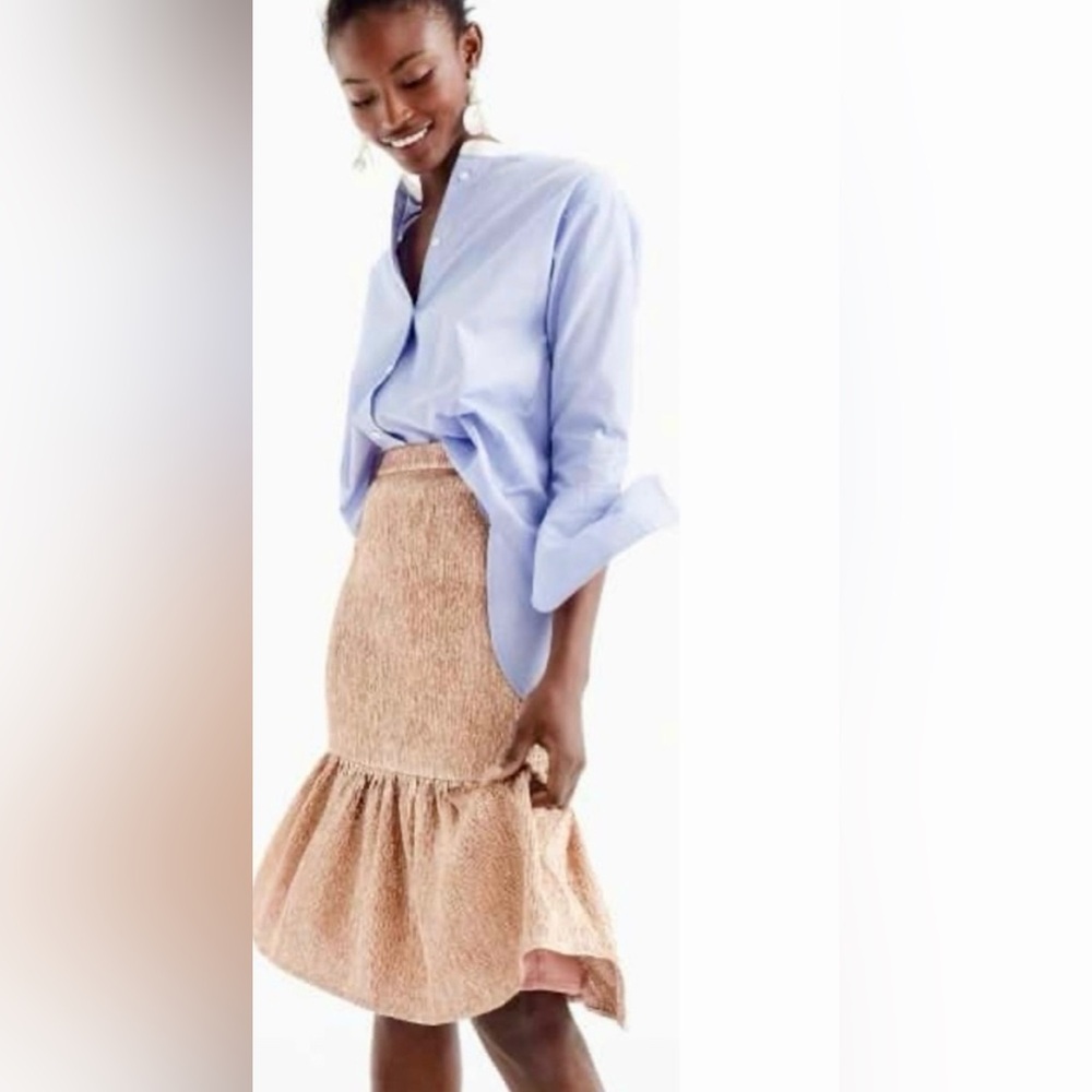 J. Crew Collection Rose Gold Fluted Flounced Skirt